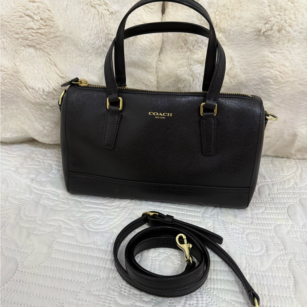 Coach Black Saffiano Mini Satchel